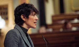  Elma Saiz, ministra de Seguridad Social, que anuncia los datos de afiliación en España.