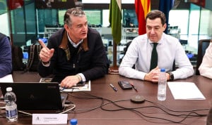 Antonio Sanz, consejero en funciones de Sanidad, Presidencia y Emergencias y Juanma Moreno, presidente en funciones de la Junta