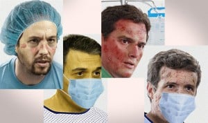 Así es la impactante imagen de Iglesias, Sánchez, Rivera y Casado enfermos