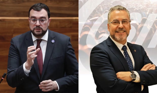 Adrián Barbón, presidente del Principado de Asturias y Jorge Caro, presidente de CSIF Educación Asturias.