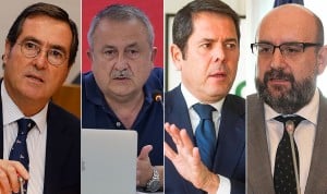  Antonio Garamendi (CEOE), Humberto Muñoz (CCOO), Gerardo Cuerva (Cepyme) y Miguel Borra (CSIF) abordan el 'trasvase' de las bajas a mutuas.