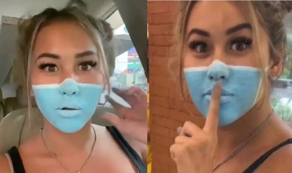 'Broma' influencer: pintarse la mascarilla en la cara en vez de llevarla