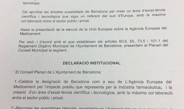 Celebración ‘interruptus’ del Ayuntamiento de Barcelona por la EMA