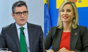 El ministro de Justicia, Félix Bolaños, y la portavoz de Sumar en el Congreso, Verónica Martínez Barbero, que chocan sobre cómo blindar el aborto en la Constitución