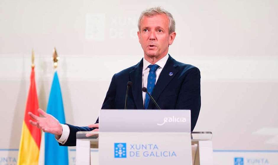 El presidente de la Xunta de Galicia, Alfonso Rueda, en una rueda de prensa posterior al Consello de Goberno. 