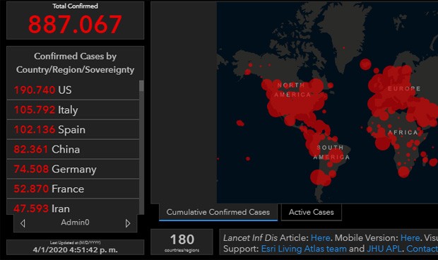 Coronavirus: EEUU supera a España e Italia con 895 muertos en un solo día