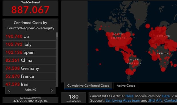 Coronavirus: EEUU supera a España e Italia con 895 muertos en un solo día