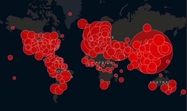 Coronavirus: el mapa en vivo de la Johns Hopkins pone a España 4ª en casos