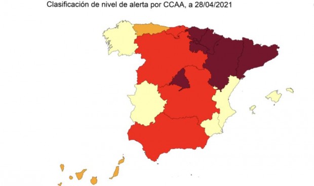 Covid: 6 CCAA en riesgo extremo a 10 días del adiós al estado de alarma