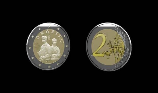 Covid: Italia homenajea a los sanitarios en una nueva moneda de dos euros