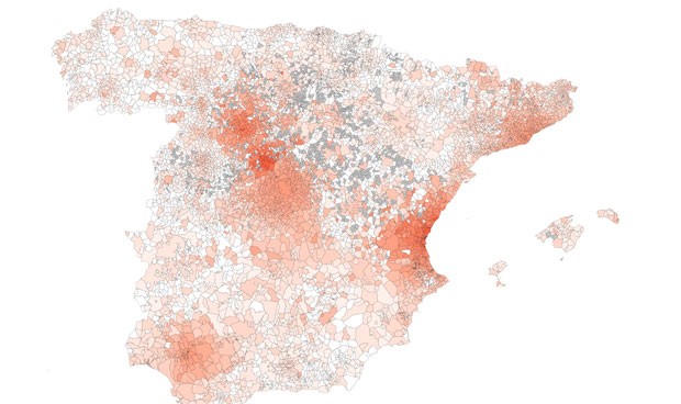 Diseñan un mapa de riesgo de contagio por coronavirus en España