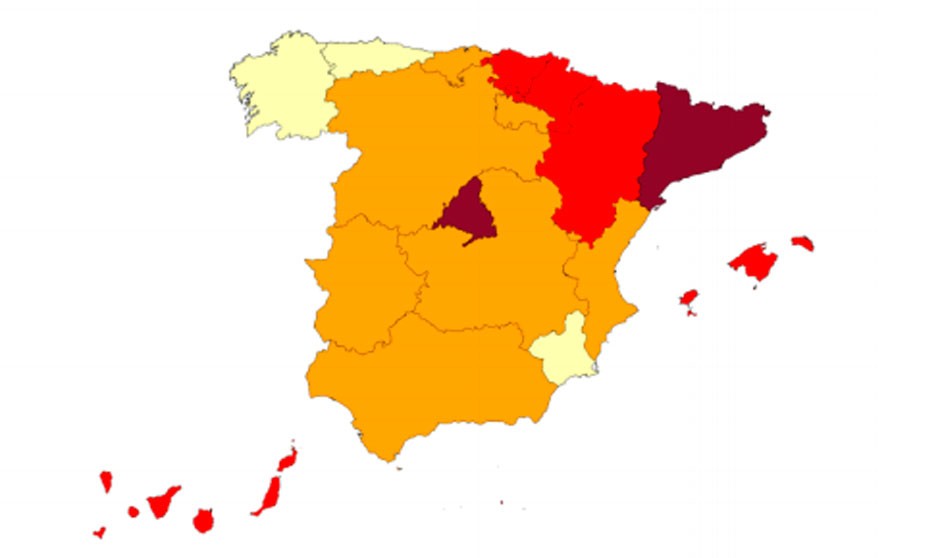 Dos regiones españolas tienen más del 30% de UCIs ocupadas por Covid-19