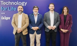 Marcos García, Álvaro Elúa, Romeo Kardo y María Martín.  Dräger presenta su campaña '50 millones', dirigida a profesionales sanitarios, ante la llegada de un hito demográfico para España. 