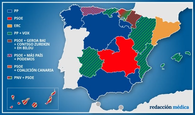 El nuevo mapa político que determinará el Consejo Interterritorial del SNS. 