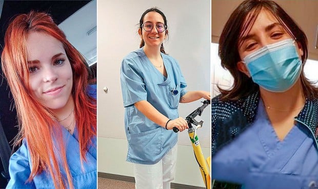 Tres enfermeras que trabajan en Noruega, país al que se van más profesionales enfermeros desde España a trabajar. 
