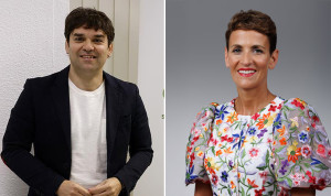  Pablo Azcona, secretario general de Geroa Bai, y María Chivite, presidenta del Gobierno Foral de Navarra, los dos líderes afectados por la dimisión de Alzórriz