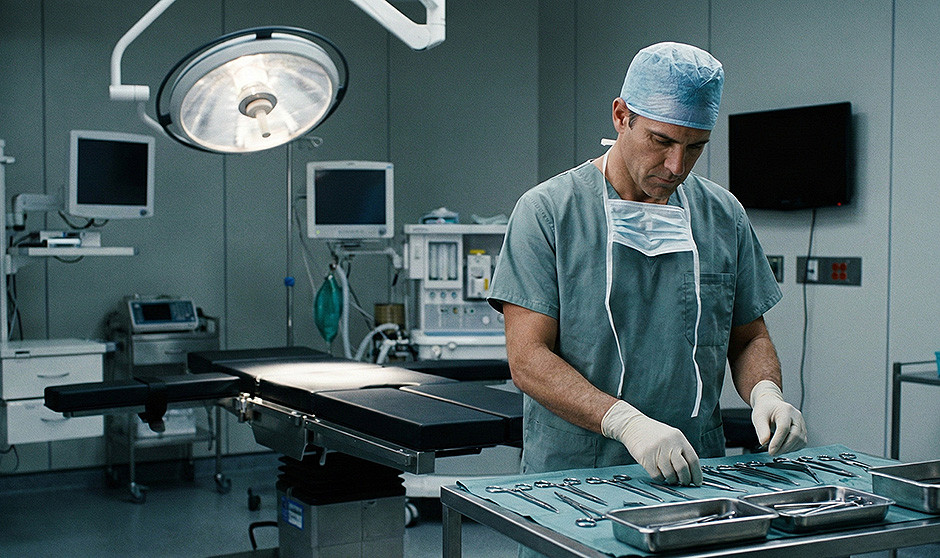 Un médico prepara el material en el quirófano.