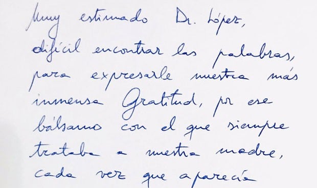 Respuesta de un médico a una carta de agradecimiento