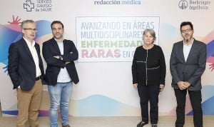 Alberto Fernández Villar, Abel Pallarés, Carmen Montero y Esteban Cano en las jornadas de enfermedades raras de Galicia organizadas por Redacción Médica. 