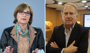 Marina Anunciación, directora del Instituto de Salud Carlos III, y Javier de Castro, presidente de SEOM, firman un convenio para potenciar la investigación en Oncología 