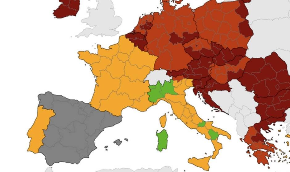 España se pone gris en covid a ojos de Europa