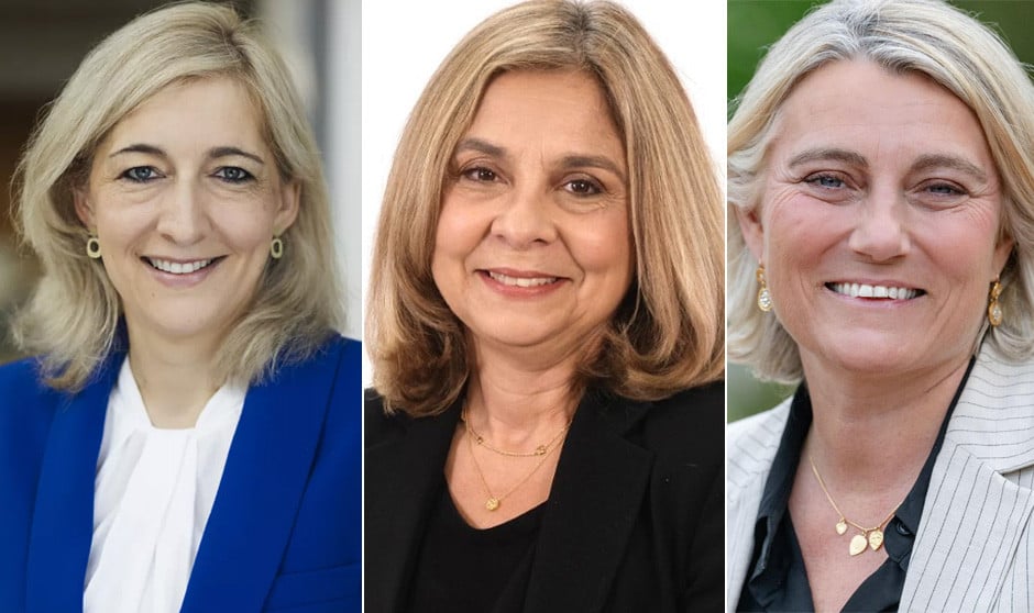 La ministra federal de Salud de Alemania, Nina Warken; la ministra de Salud de Portugal, Ana Paula Martins; y la ministra de Salud de Francia, Stéphanie Rist.