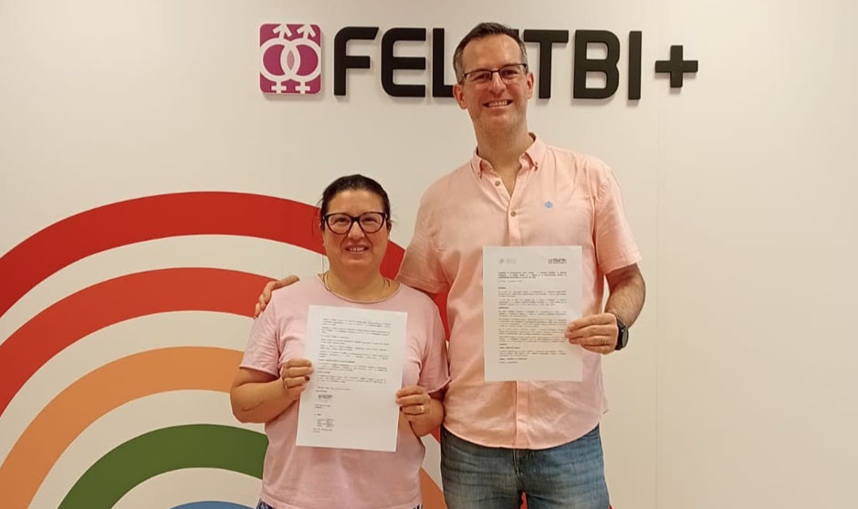  Raúl Salmerón, responsable de Salud Pública de SEMG, con Sara Collado, responsable de los proyectos de promoción de la salud y prevención del VIH y otras ITS de la Federación Estatal Lgtbi+