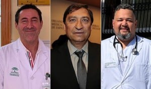 Ángel López, Hermenegildo Marcos y Albert Foo, médicos de Familia rurales, apuntan a que el aparcamiento de ambulancias y el centro de salud esté a la sombra para 'aguantar' las olas de calor de verano