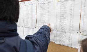 Un futuro médico interno residente (MIR) observa las listas provisionales.