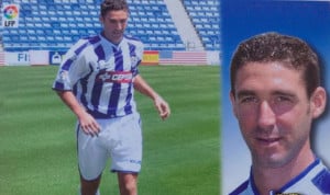 Un cromo de un futbolista del Recreativo de Huelva.