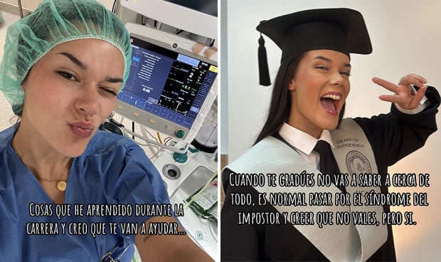 Elena Egearez, enfermera, da una serie de consejos a las estudiantes durante sus prácticas en el hospital. 