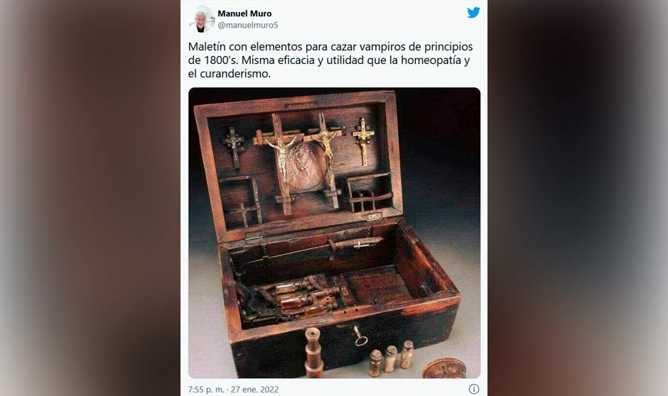Homeopatía, "misma utilidad y eficacia que un kit anti vampiros de 1800"