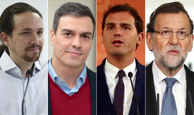 Iglesias, Sánchez, Rivera y Rajoy