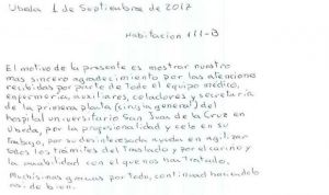 La carta que todo sanitario querría leer: “Seguid haciéndolo así de bien”