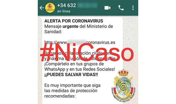 La Guardia Civil alerta de un bulo en Whatsapp sobre el coronavirus 