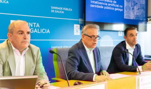  Alfredo Silva, Antonio Gómez Caamaño y Benigno Rosón presentan las nuevas aplicaciones de IA en el Sergas. 