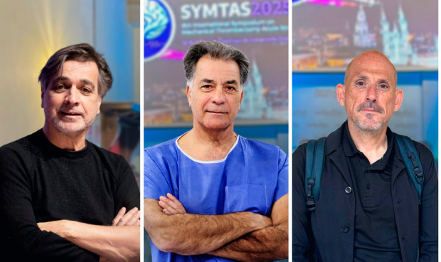 Los neurorradiólogos intervencionistas Alejandro González, Juan Macho y Alejandro Tomasello