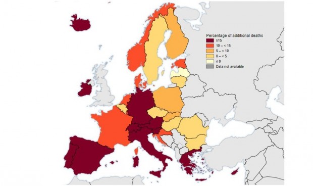 La mortalidad en España se duplica en un mes y casi triplica la de la UE