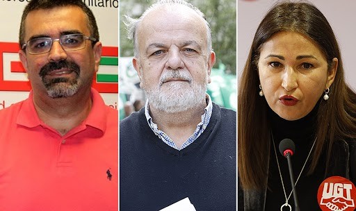 Los sindicalistas Jesús Cabrera, Fernando Hontangas y Ana Francés piden que la salud mental sea enfermedad profesional en el SNS.
