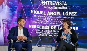 Miguel Ángel López y Mercedes de la Torre, del Niño Jesús, conversan sobre la especial "sensibilidad" de la población infantil en las dosis de radiación