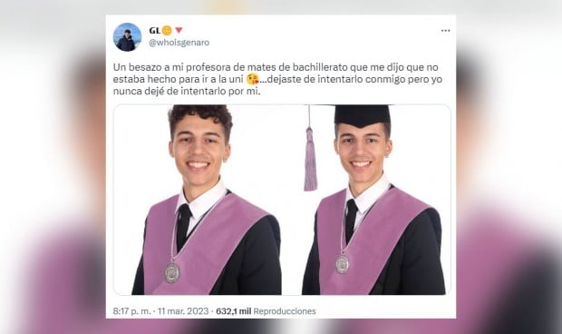 Un estudiante de psicología publica un mensaje en una red social para un exprofesor de instituto que no confió en él