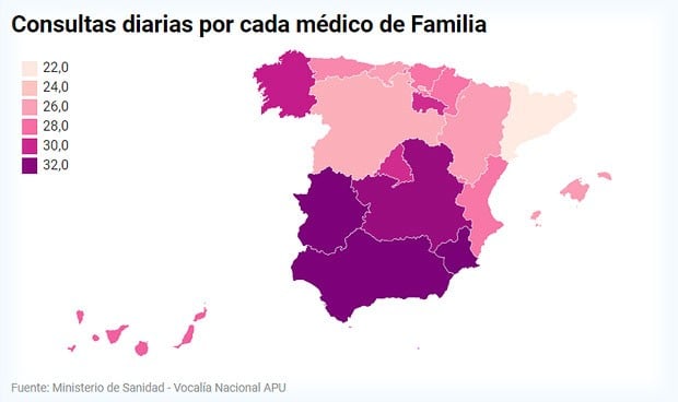 Los médicos de Murcia tienen 10 consultas diarias más que los de Cataluña