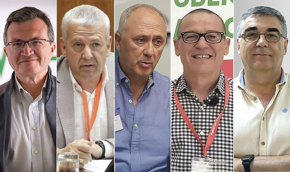 Rafael Ojeda (SMA), José Sánchez (Satse), Victorino Girela (CSIF), Antonio Macías (UGT) y José-Pelayo Galindo (CCOO).