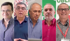 Rafael Ojeda (SMA), José-Pelayo Galindo (CCOO), Victorino Girela (CSIF), Juan José Sánchez (Satse) y Antonio Macías (UGT Andalucía).