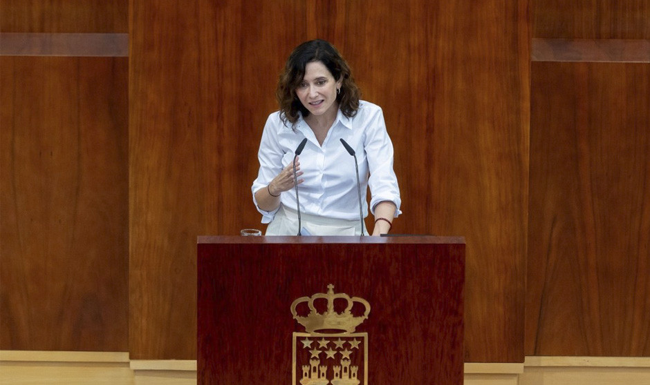 La presidenta de la Comunidad de Madrid, Isabel Díaz Ayuso, en el Debate del Estado de la Comunidad. 