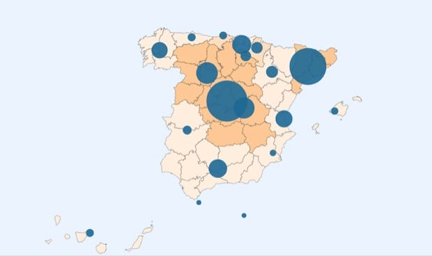 Mapa interactivo del coronavirus en España y en las CCAA en tiempo real