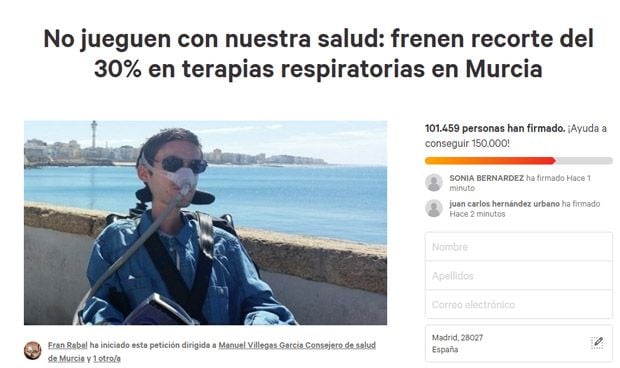 Más de 100.000 firmas contra el concurso de TRD de Murcia