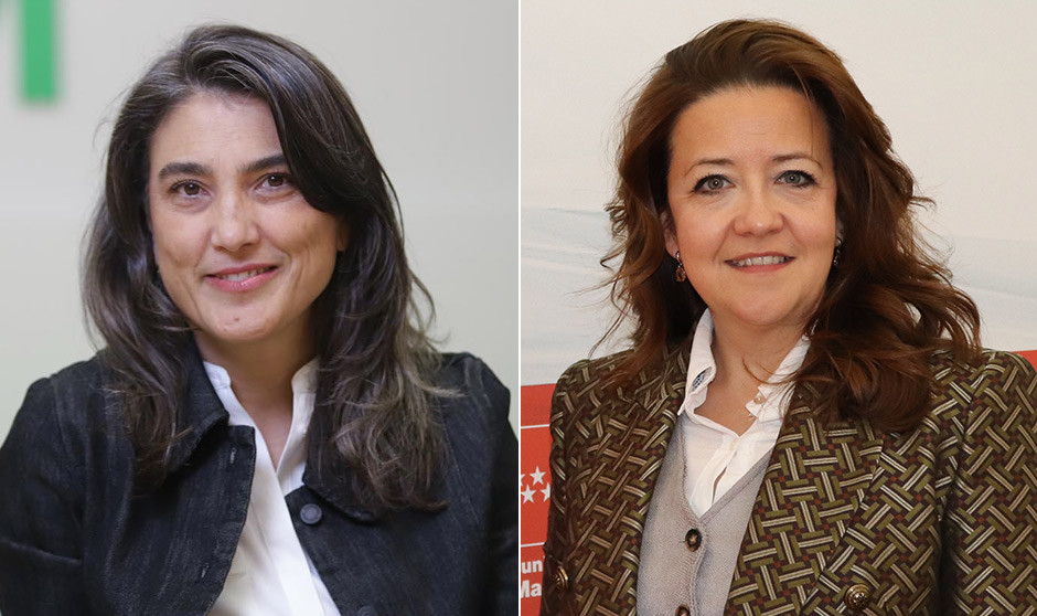 Manuela Bergerot, portavoz de Más Madrid en la Asamblea y Fátima Matute, consejera de Sanidad de Madrid. 