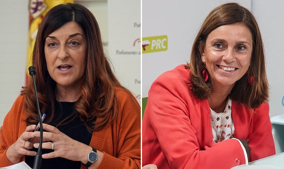 María José Sáez de Buruaga, presidenta de Cantabria, y Paula Fernández, candidata electoral del PRC a las próximas elecciones autonómicas, y su nueva Ley de Juventud