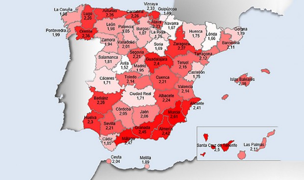 Mapa que analiza la mortalidad por melanoma en España